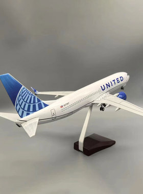 47cm新款B737max美联航飞机模型静态树脂带起落架家居装饰摆件品