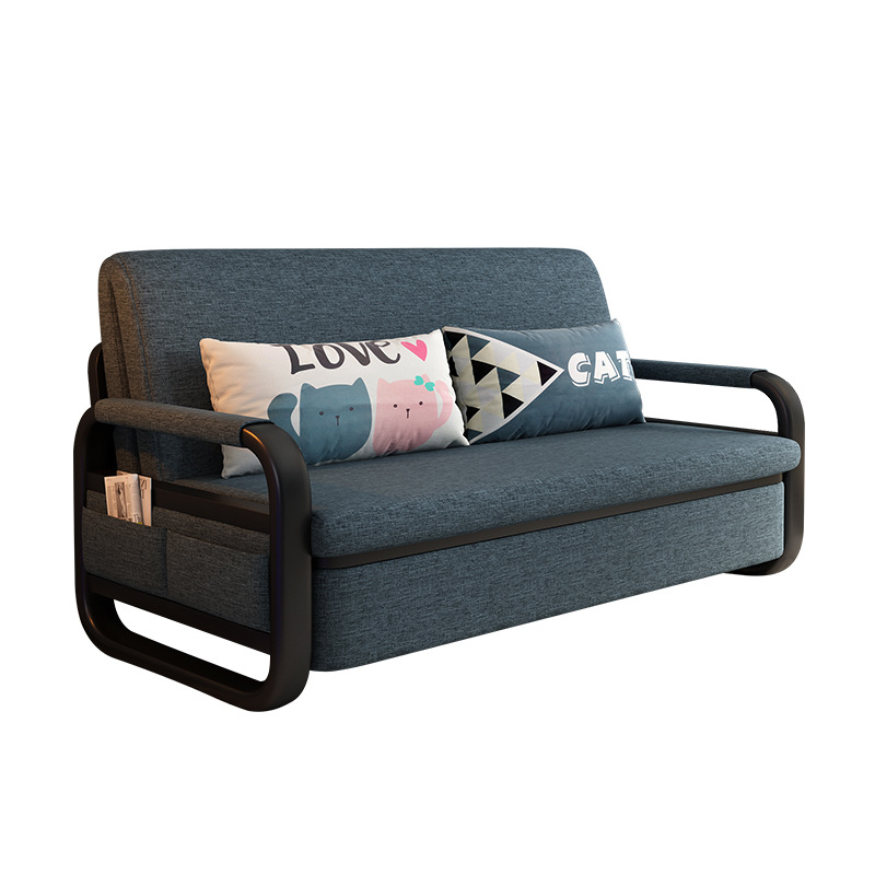 厂家折叠沙发床两用多功能小户型双人sofa bed布艺储物沙发床-图2