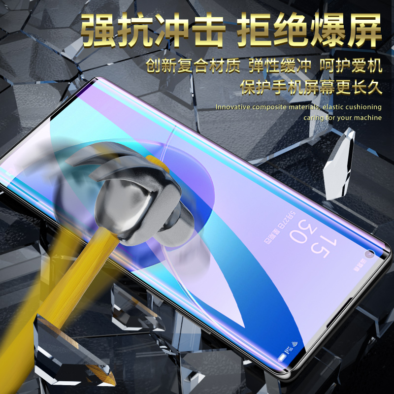 适用opporeno6pro钢化膜全屏覆盖防爆无白边玻璃reno6pro+手机贴膜防摔曲面护眼reno6抗蓝光防指纹保护全包边 - 图1