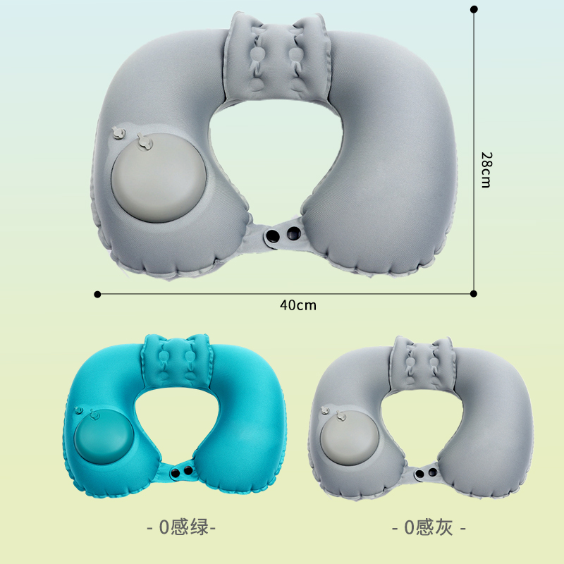 按压充气u型枕高铁硬座睡觉神器长途旅行枕头便携u形枕飞机护颈枕 - 图2