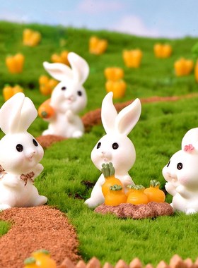 速发微景观兔物可爱兔子胡萝卜萌兔园艺兔脂装饰动树摆件配件