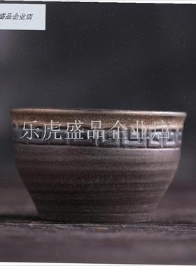 新中式茶室茶馆博古架摆件展厅z家居覆古茶架粗陶功夫茶杯组合搭.