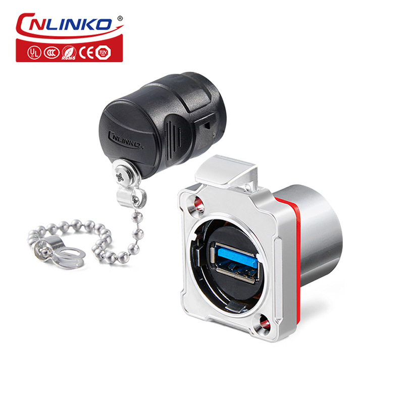 凌科BD24防水UB3.0连接器IP67户外防水UB2.0双母口接头航空插头 - 图2