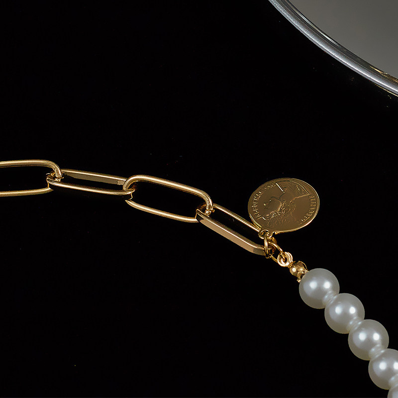 ba饰物局巴克洛珍珠徽章吊坠锁骨链 BA饰物局项链