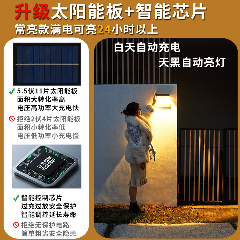 太阳能户外灯庭院花园别墅阳台氛围照明大门招牌防水围墙洗墙壁灯,淘宝优惠券,粉丝福利购,淘宝优惠卷