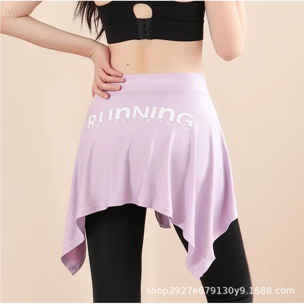 运动瑜伽屁帘一片裙不规则防走光裹帘绑带短半身裙披肩两用遮臀巾 - 图1