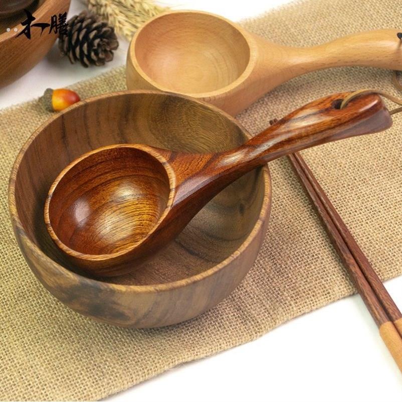 网红螺蛳粉勺子嗦粉实木勺子水瓢家用米勺稀饭盛汤勺喝粥长柄水舀 - 图0