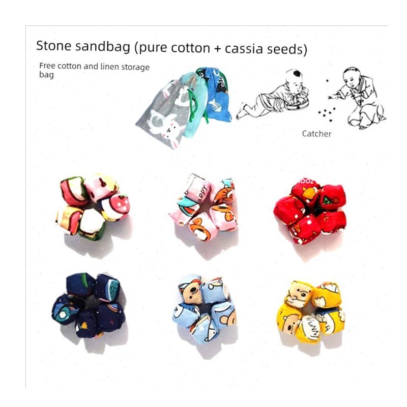 手工织物鹅卵石沙袋传统游戏儿B童感官训练纯棉决明子小瓣口袋裤. - 图3