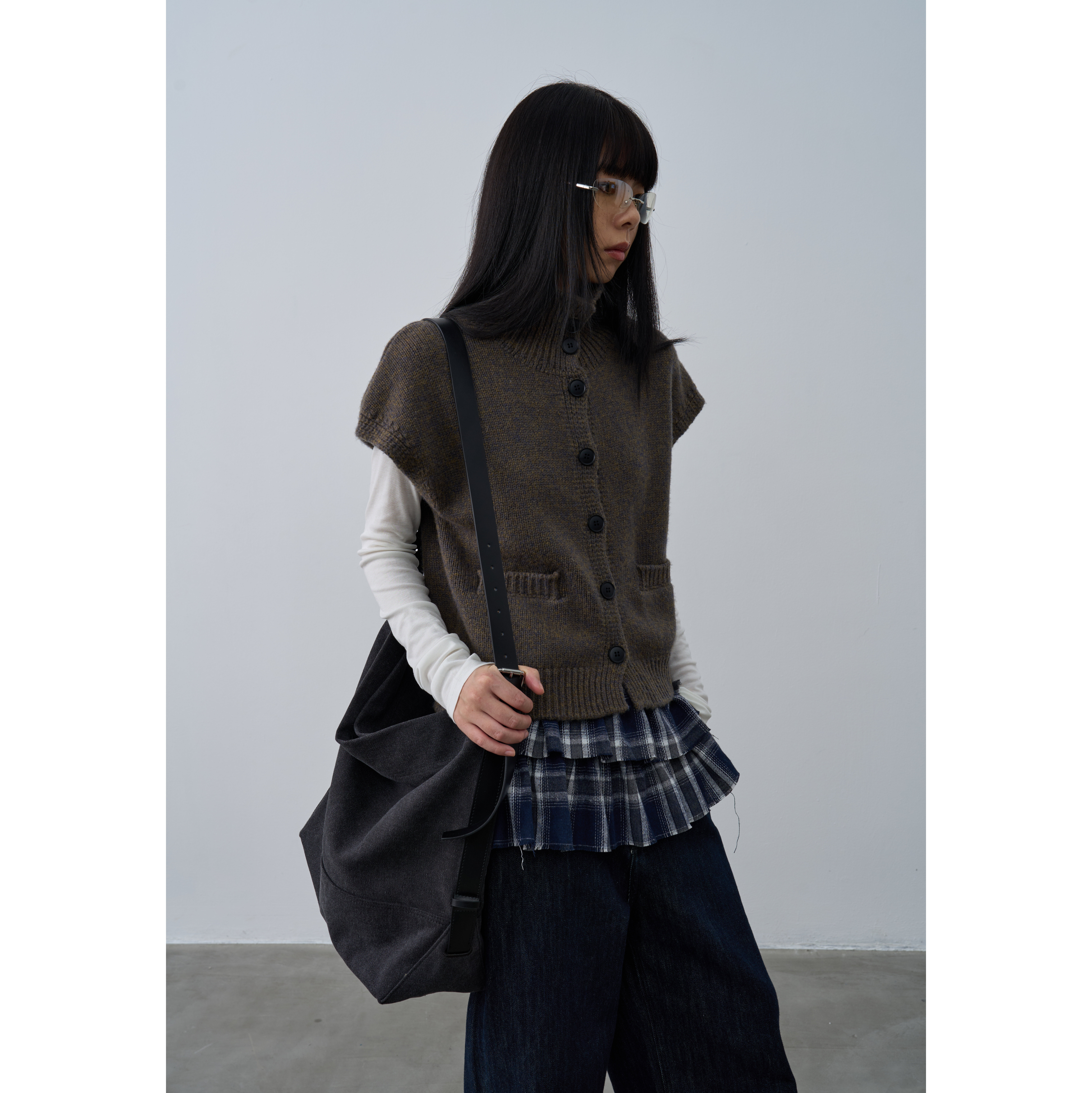 Rebornique 韩系高智感纯羊毛叠穿针织背心 粗针高领开衫毛衣女,淘宝优惠券,粉丝福利购,淘宝优惠卷