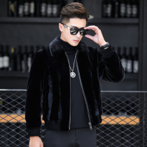 Whole Water Mink Fur Grass Winter Gold Mink Suede Leather Collar Fur Integrated Male Dermis Leather Clothing Youth Short Jacket Tide Jacket