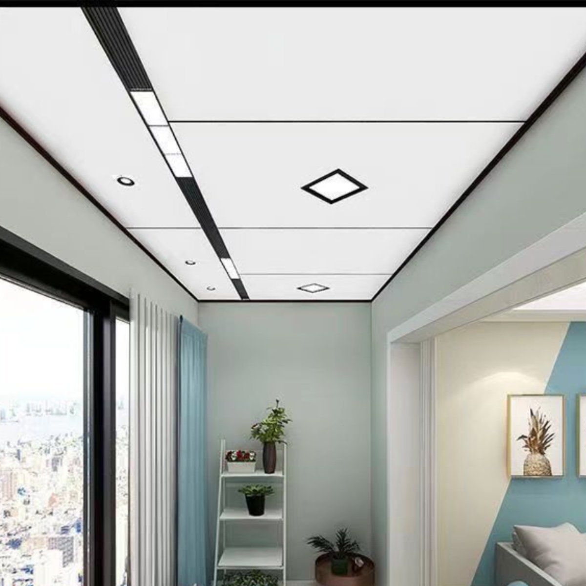 蜂窝大板灯嵌入式19x19方灯孔17x7集成吊顶格栅灯带卡扣 - 图1