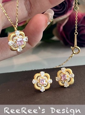 镂空复古精致感手链耳钉925银