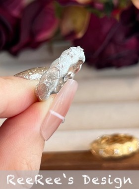 925纯银平安棱格拉丝编织指环