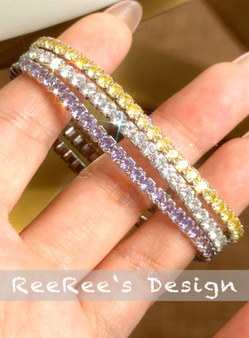 百搭个性网球手链925纯银镀金