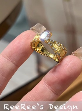 925纯银镀金蝴蝶结紫色锆石戒指