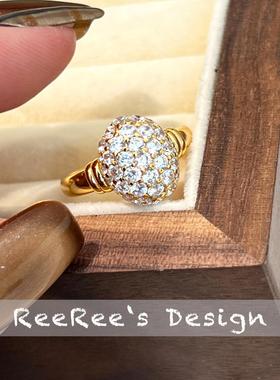 925纯银镀金跨境个性指环超闪蛋