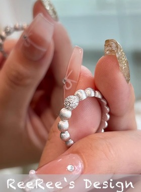 圆球几何戒指S925银个性