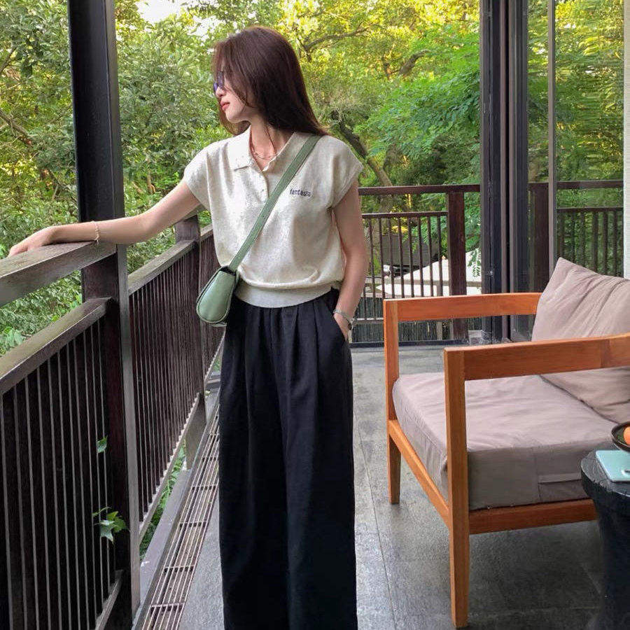 2026新款慵懒休闲风宽松肌理感阔腿裤奶芙山本裤有口袋L