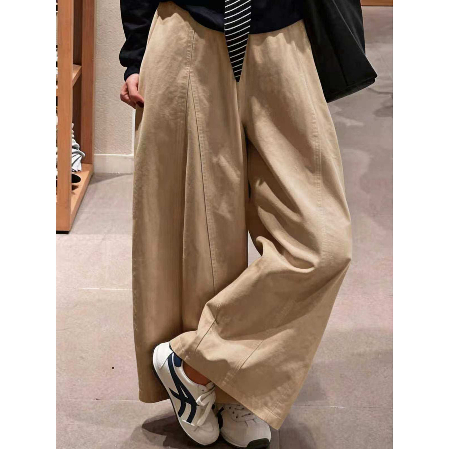 休闲风弯刀阔腿裤女夏季款大码高腰遮胯垂坠感宽松气球裤L2