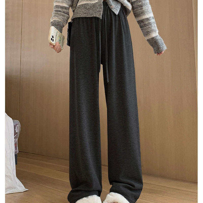 糯米裤女秋冬慵懒感软糯百搭高腰垂感阔腿裤显瘦xc