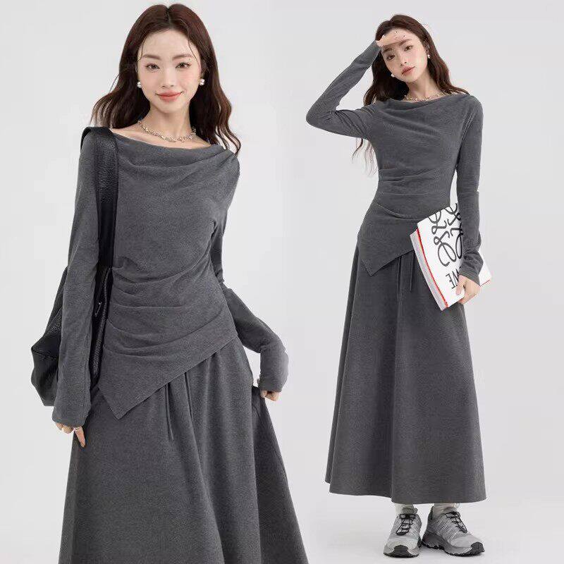 2026春款套装两件套长袖女运动休闲通勤慵懒时尚百搭短袖套装LL