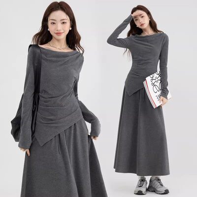 2026春款套装两件套长袖女运动休闲通勤慵懒时尚百搭短袖套装L-1