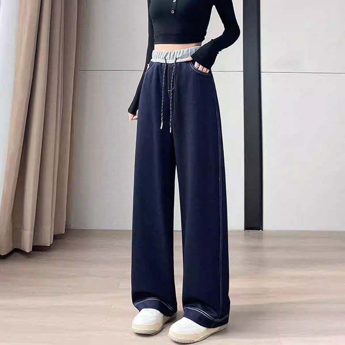 【牛仔系列】韩系时尚牛仔背小众显瘦半身裙高腰牛仔裤阔腿裤zy