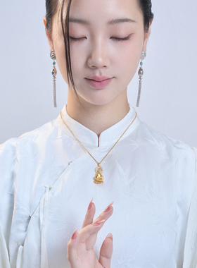 吾往自在水月观音吊坠新中式国风项链