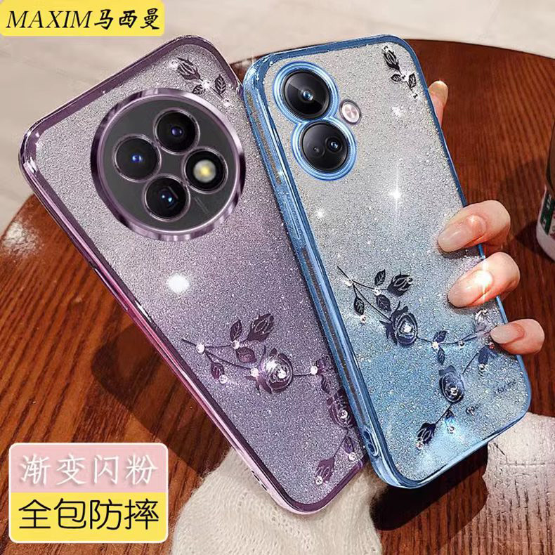 渐变闪粉oppoA2m手机壳新款防摔0pp0A2pro硅胶保护套女5G全包PBJGS110软外壳曲屏a2x透明A79网红高级感创意钻 - 图2