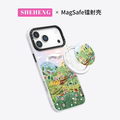 SHEHENG ×田园插画适用苹果17手机壳新14Promax全包ip16防摔15Pro超薄13Promaxins风12Pro磁吸11女高级风景 - 图0