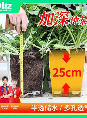 阳台家庭种菜盆花盆二代霍伦盆加厚长方形长条花盆懒人储水窄边盆