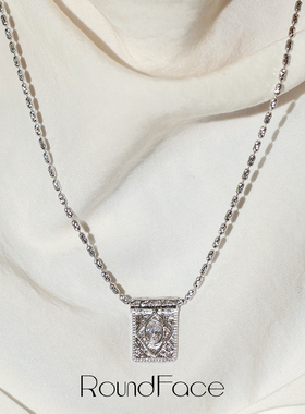 RoundFace卷轴系列银体镶项链复古款