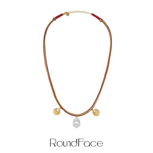 【杨采钰同款】RoundFace炼金术系列巴洛克珍珠太阳脸编织项链 - 图3