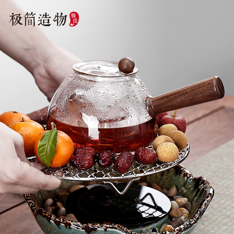 急须侧把玻璃壶大容量蒸煮两用泡茶壶耐高温电陶炉煮茶壶家用茶具 - 图3