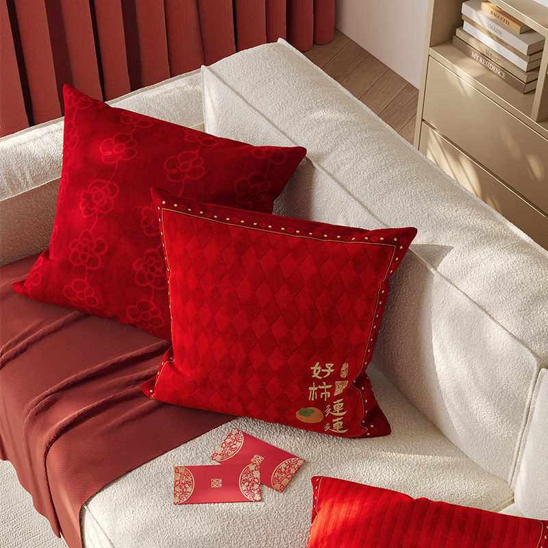 红色抱枕喜庆过年客厅沙发新年含芯卧室靠枕高级感靠垫靠背可拆洗,淘宝优惠券,粉丝福利购,淘宝优惠卷