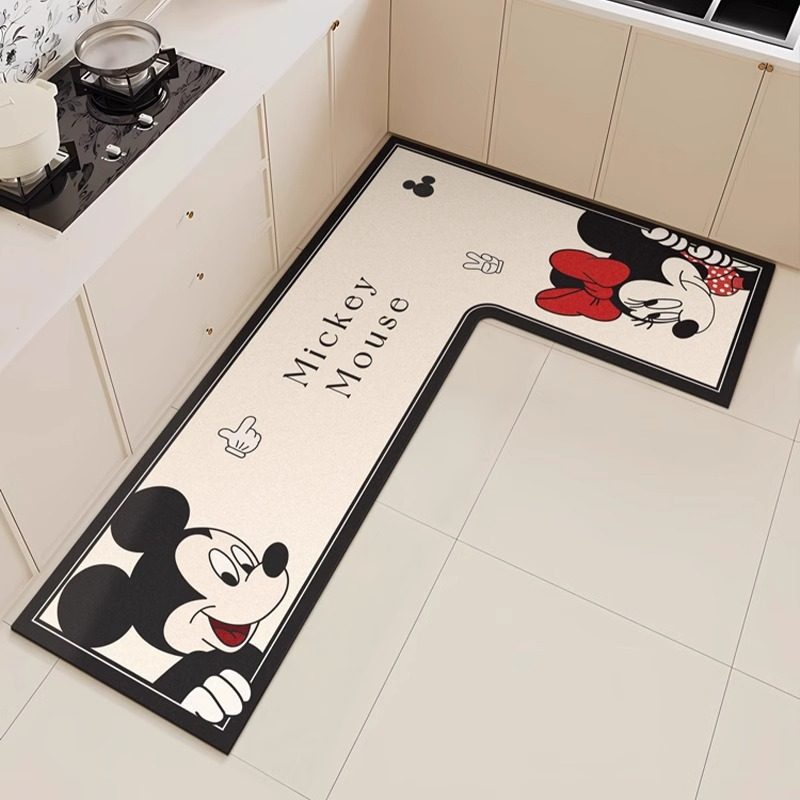 卡通厨房专用地垫L形整块吸水垫防滑耐脏可擦免洗地毯高级感脚垫,淘宝优惠券,粉丝福利购,淘宝优惠卷