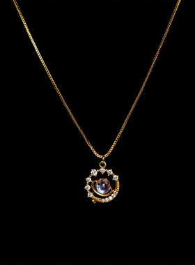 vintage轻中古风星球锆石项链小众设计轻奢锁骨链高级感时尚项饰