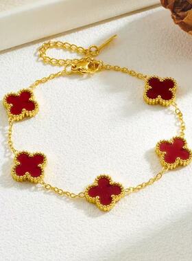 双面四叶草手链女大牌女项链