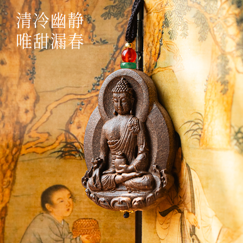 芝馨昌药师佛天然手工古法男女吊坠挂件项链香牌 - 图0