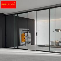 Extremely Narrow Frame Push Ramen Custom Kitchen Living-room Balcony Bedroom Glass Door Toilet Door Triple Linkage Shift Door