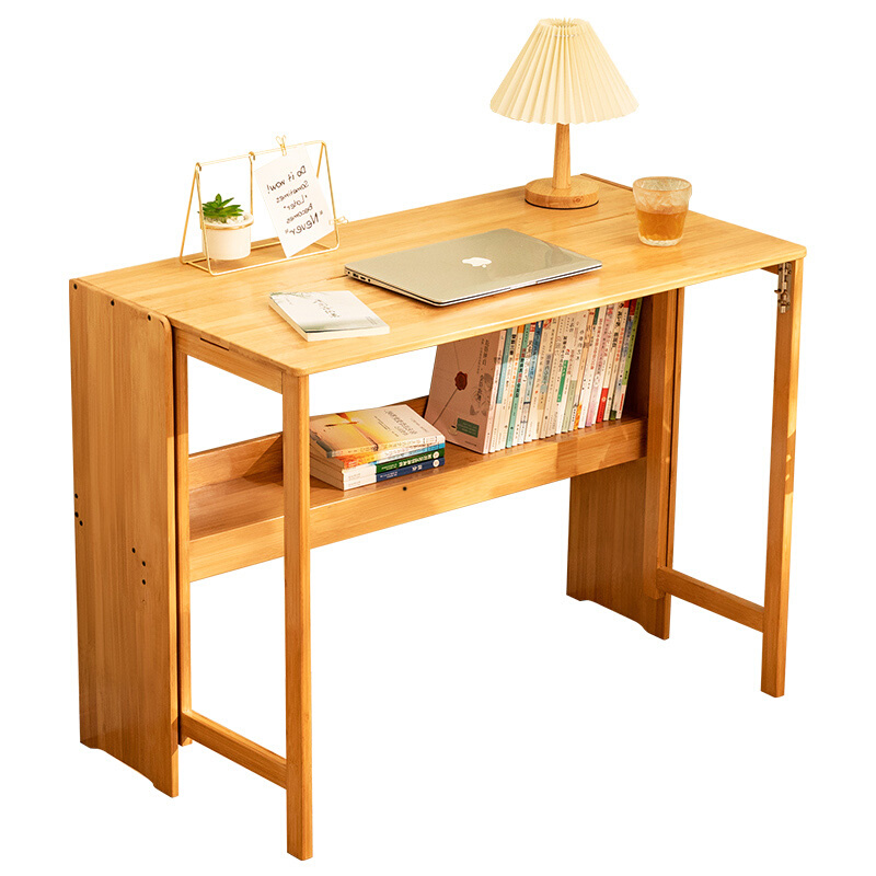 折叠书桌电脑桌子办公桌学生家用小型台式实木卧室工作台床边写字 - 图3