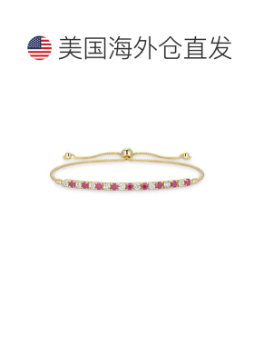 1h可退 【美国直邮】Macy's|14k 金蓝宝石（1/2 克拉总重）和钻石