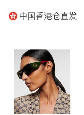 1h可退 香港直邮Gucci 古驰 女士 双G扣矩形太阳眼镜 colorful花