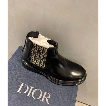 DIOR HOMME ໂລໂກ້ຂອງຜູ້ຊາຍ Dior ເກີບ Chelsea presbyopic ສີດໍາ