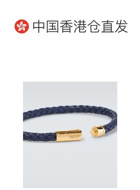 1h可退 香港直邮Tom Ford 汤姆·福特 男士 徽标编织皮革手链