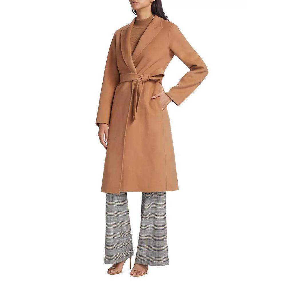 1h可退 【美国直邮】Elie Tahari Nora腰带羊毛混纺裹身外套 女装,淘宝优惠券,粉丝福利购,淘宝优惠卷