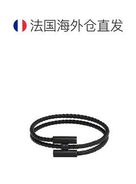 1h可退 欧洲直邮Hermes爱马仕编织手链男士黑色小牛皮金属
