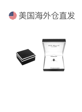 1h可退 【美国直邮】Macy s 黑色钻石椭圆群镶戒指 1 6克拉 纯银