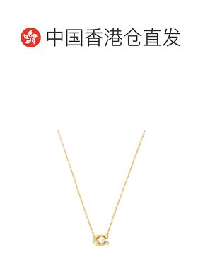 香港直邮Coach 吊坠项链 37341916GLD100珍珠蔻驰字母