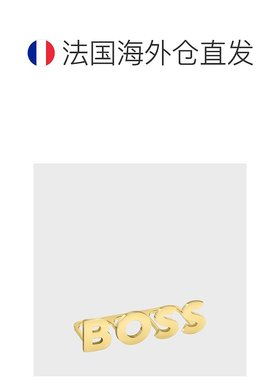 自营欧洲直邮HUGO BOSS雨果BOSS ORANGE浅金镀钢戒指 带有徽标字